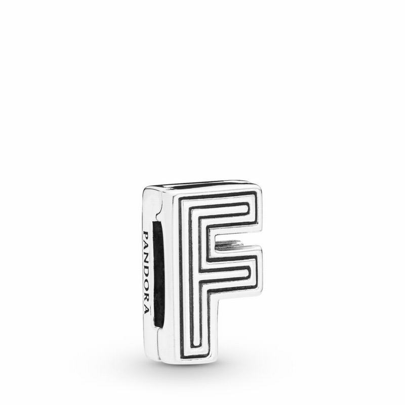 Pandora Reflexions™ Letter F Clip Charm - Sterling Silver/Silicone - Canada | HI7185CV